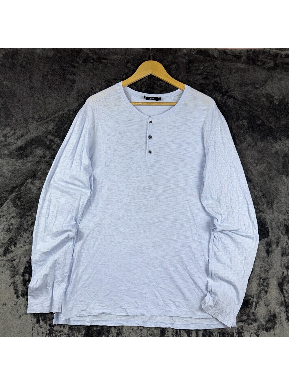 Vince Henley Shirt Sz XL Sky Blue Long Sleeve Casual Minimalist Basic LT Preppy
